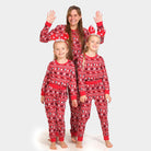 Family Red Ugly Christmas Pyjama for Children with Reindeer and Trees