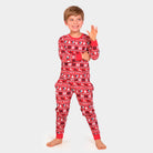 Red Ugly Christmas Pyjama for Children with Reindeer and Trees