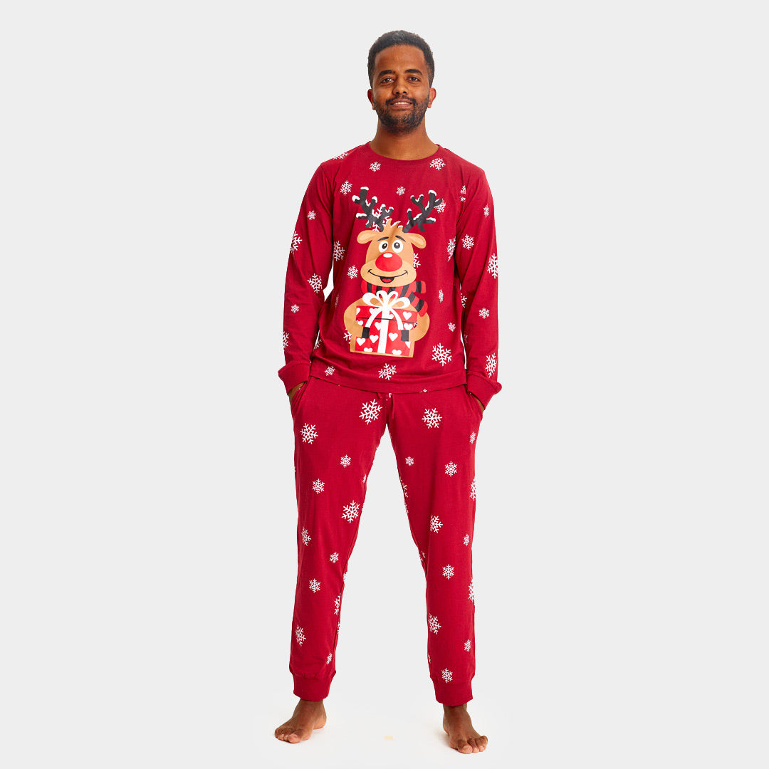 Red Ugly Christmas Pyjama for Men with Rudolph the Reindeer