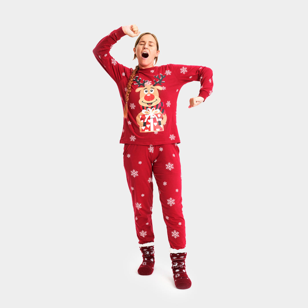 Red Ugly Christmas Pyjama for Women with Rudolph the Reindeer