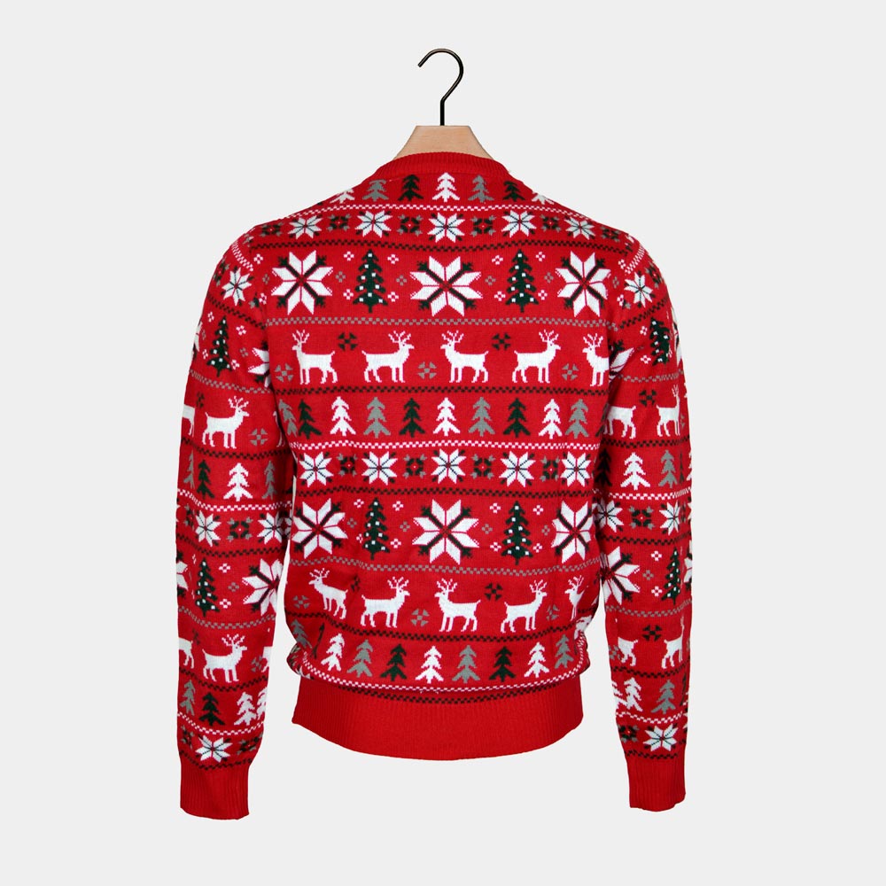 Reindeers, Trees and Polar Star Red Couple's Ugly Christmas Sweater