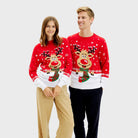 Couples Ugly Christmas Sweater Reindeer with Scarf