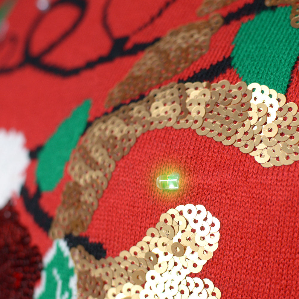 Sparkling LED light-up Family Ugly Christmas Sweater Sequin Reindeer
