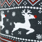Turtleneck Organic Cotton Womens detail Grey Ugly Christmas Sweater Reindeers