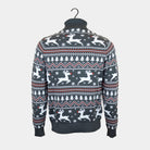 Turtleneck Organic Cotton Womens Grey Ugly Christmas Sweater Reindeers back