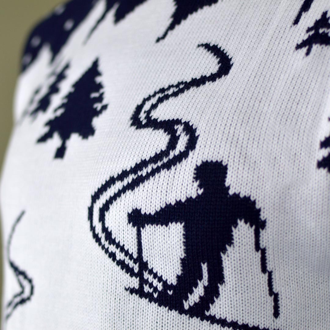 detail Men's Ugly Christmas Sweater with Skiers