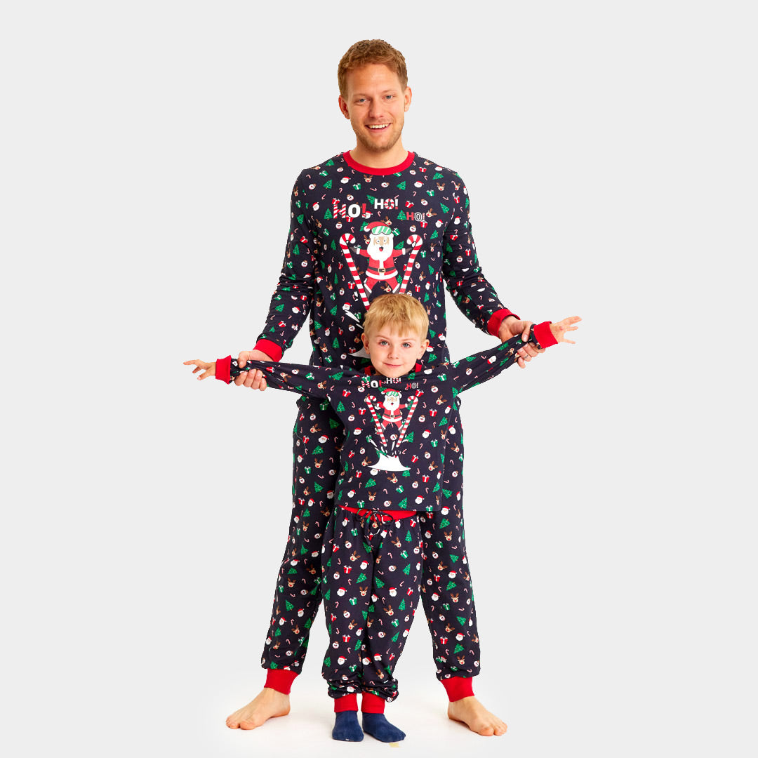 Mens Ugly Christmas Pyjama for Children with Skiing Santa