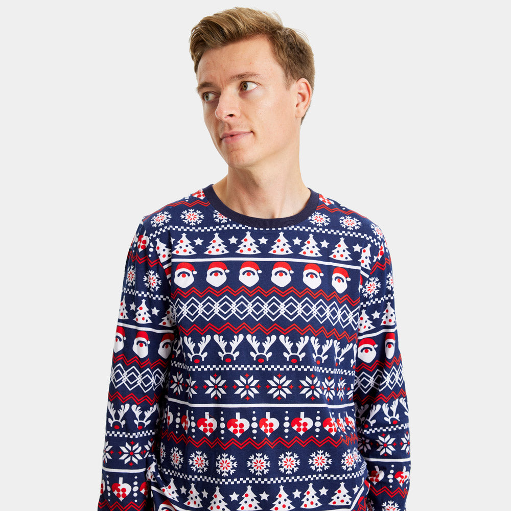 Ugly Christmas Pyjama Mens Santa Reindeers Hearts