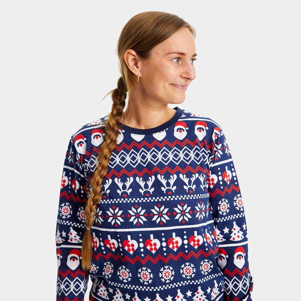 Ugly Christmas Pyjama Womens Santa Reindeers Hearts