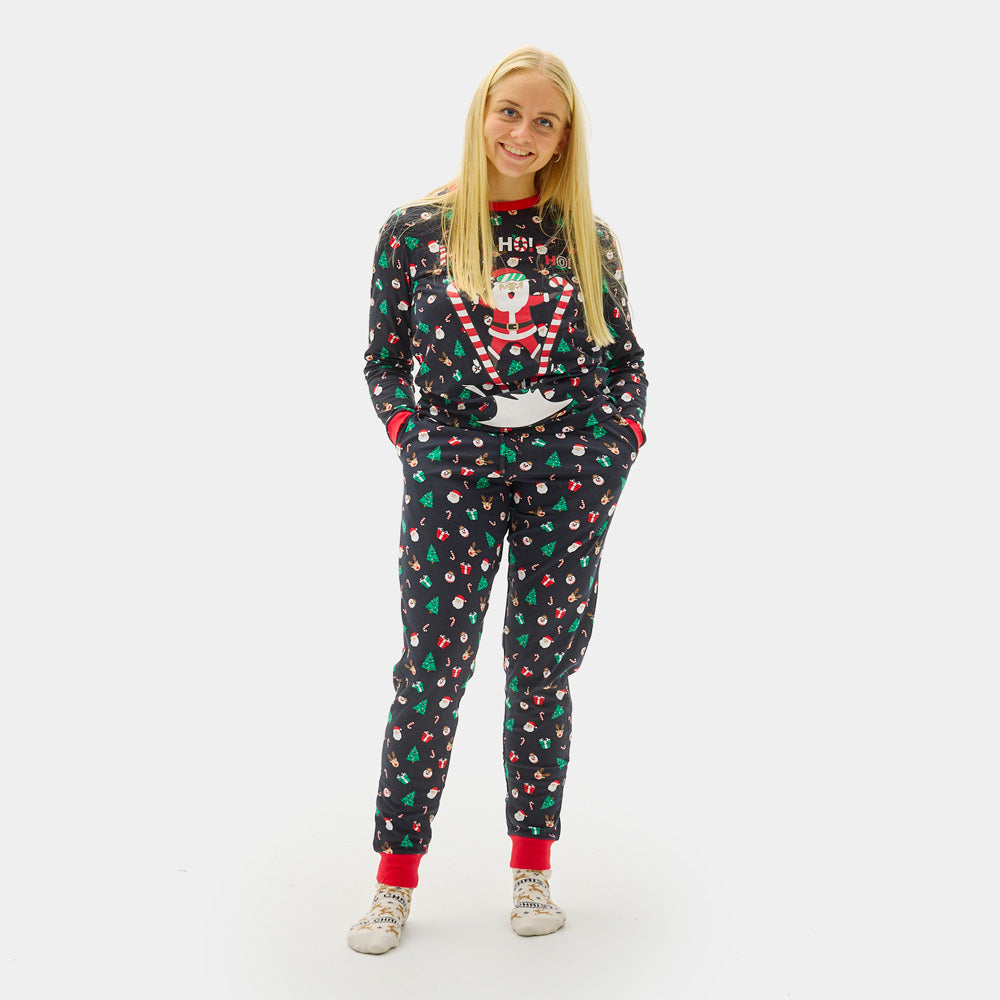 Ugly Christmas Pyjama for Womens with Skiing Santa