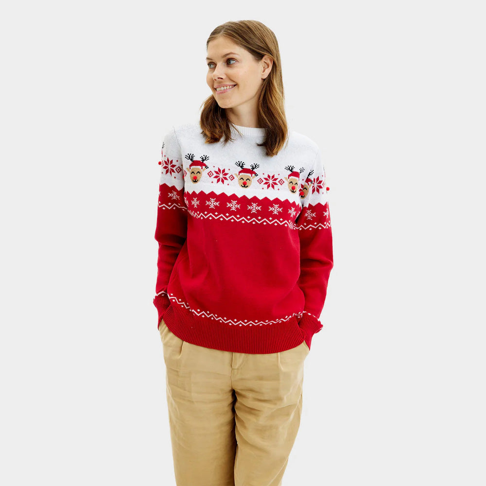 Ugly Christmas Sweater Adorable Reindeer Womens 
