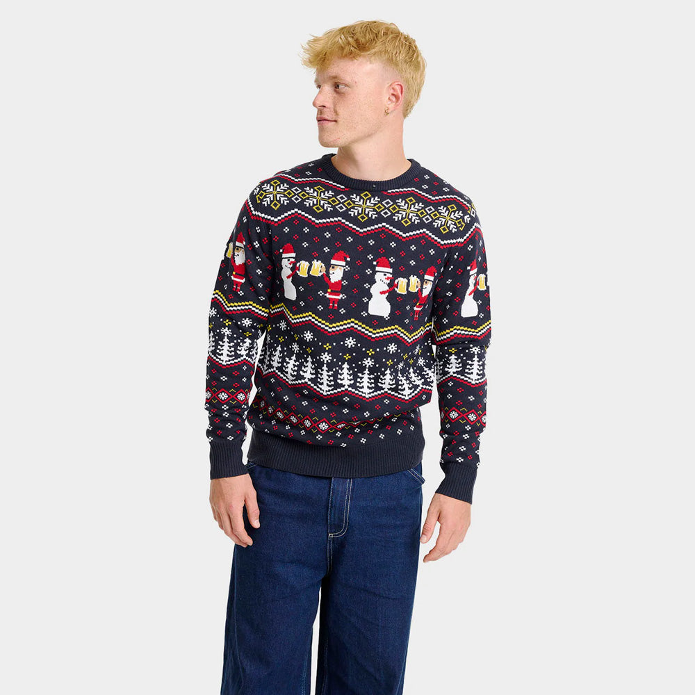 Ugly Christmas Sweater Cheers Santa Mens 
