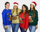 Ugly Christmas Sweater with Smiling Reindeer Womens
