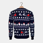 Ugly Christmas Sweater with Trees, Snowmens and Santa Back