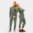 Green Ugly Christmas Pyjama womens mens Children with Christmas motifs
