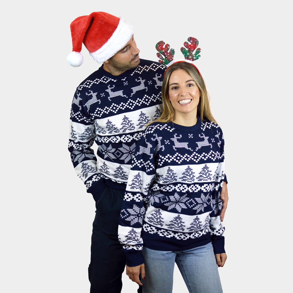 North Pole Blue Boys and Girls Ugly Christmas Sweater Womens and Mens