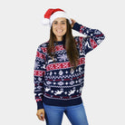 Womens Red and Blue Strips Couple's Ugly Christmas Sweater