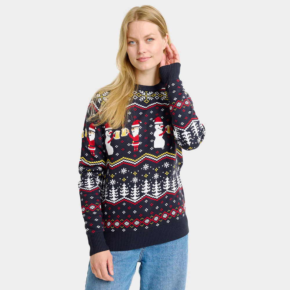 Womens Ugly Christmas Sweater Cheers Santa
