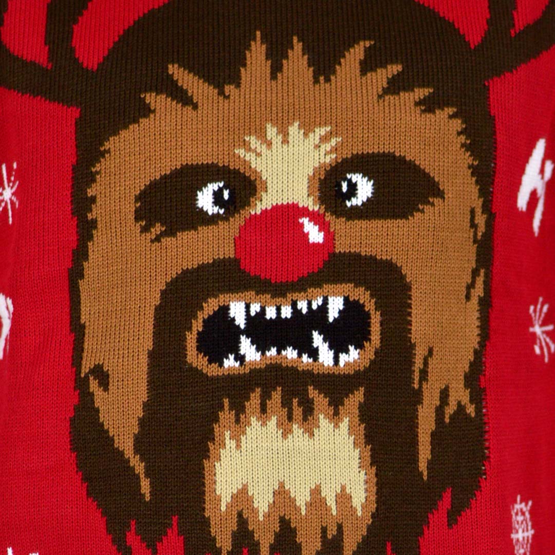 detail Star WArs Wookiee Couple's Ugly Christmas Sweater