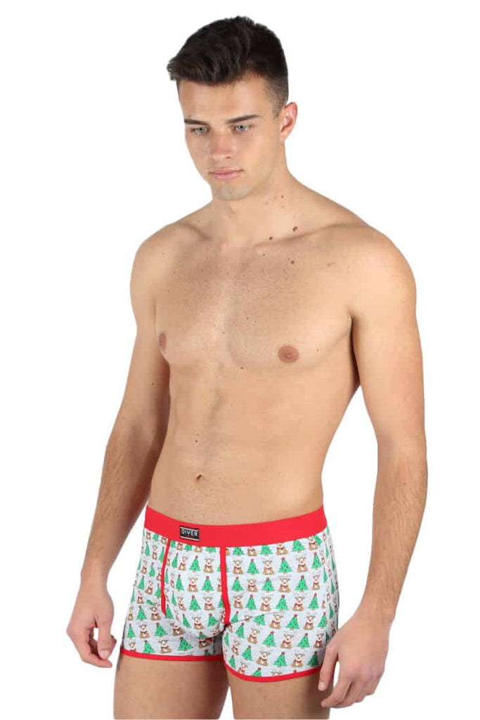 Ugly Christmas Boxer with Reindeers and Christmas Trees Mens 