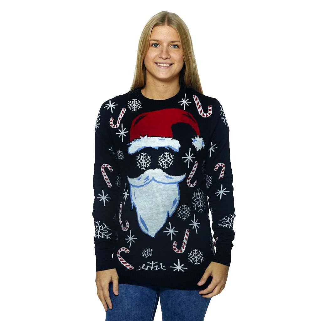 Womens Black Santa Ugly Christmas Sweater