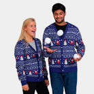 Couple Ugly Blue Cardigan Merry Christmas Sweater