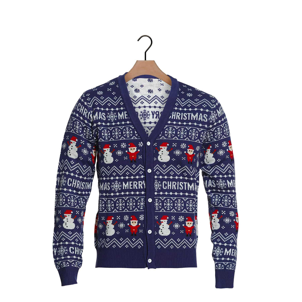 Ugly Blue Cardigan Merry Christmas Sweater