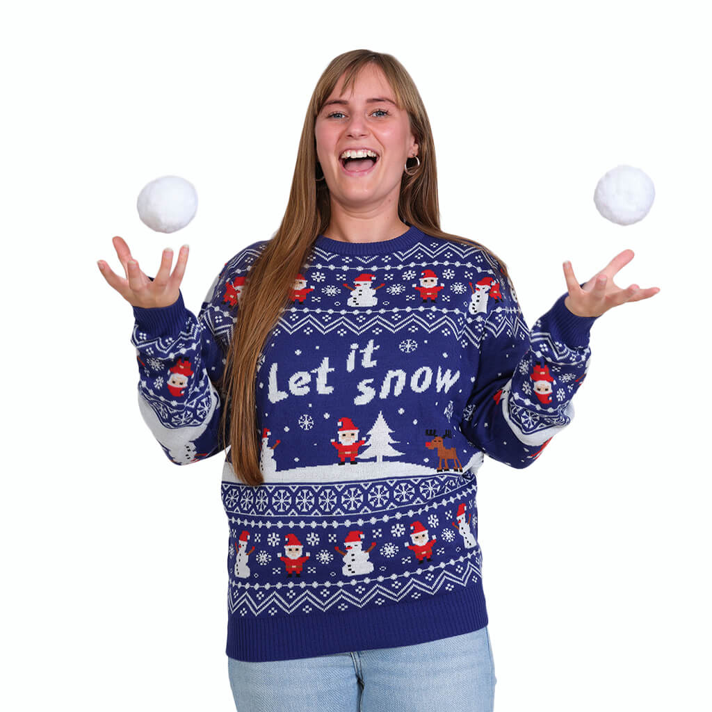 Womens Blue Let it Snow Ugly Christmas Sweater