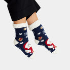 Blue Fuzzy Christmas Sock with Polar Bear womens and mens