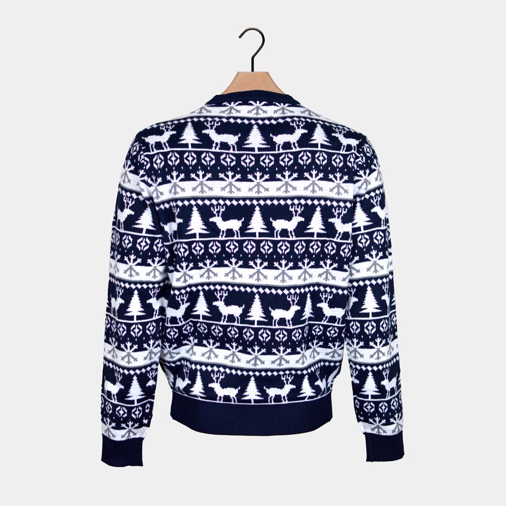 Boys and Girls Ugly Christmas Sweater with Reindeers and Trees Strips Back