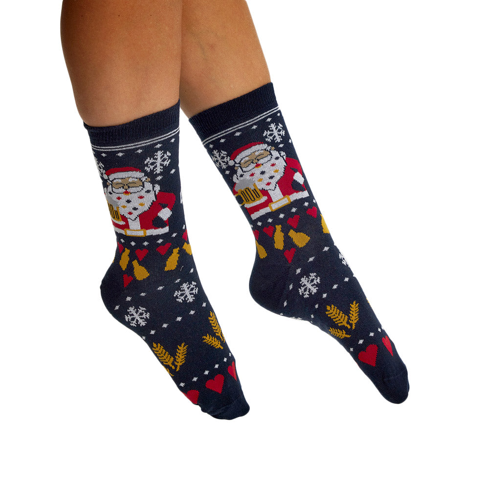 Unisex Ugly Christmas Socks Santa with Beer women and mens