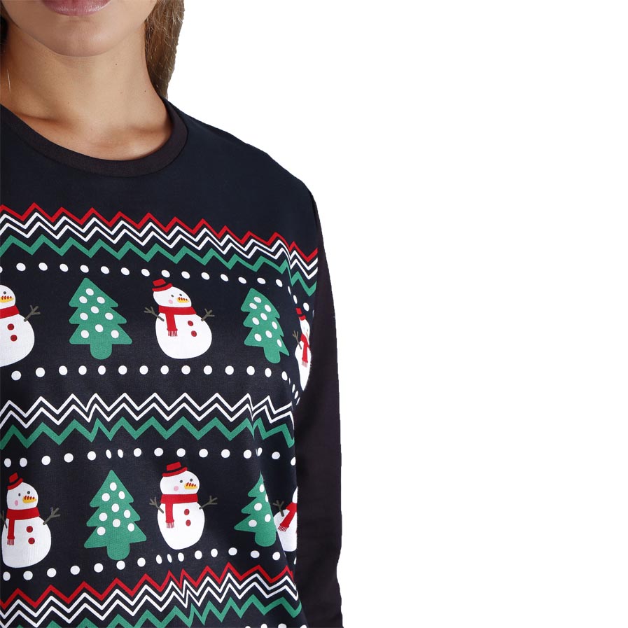 Womens Ugly Christmas Sweatshirt Snow Tree Detail