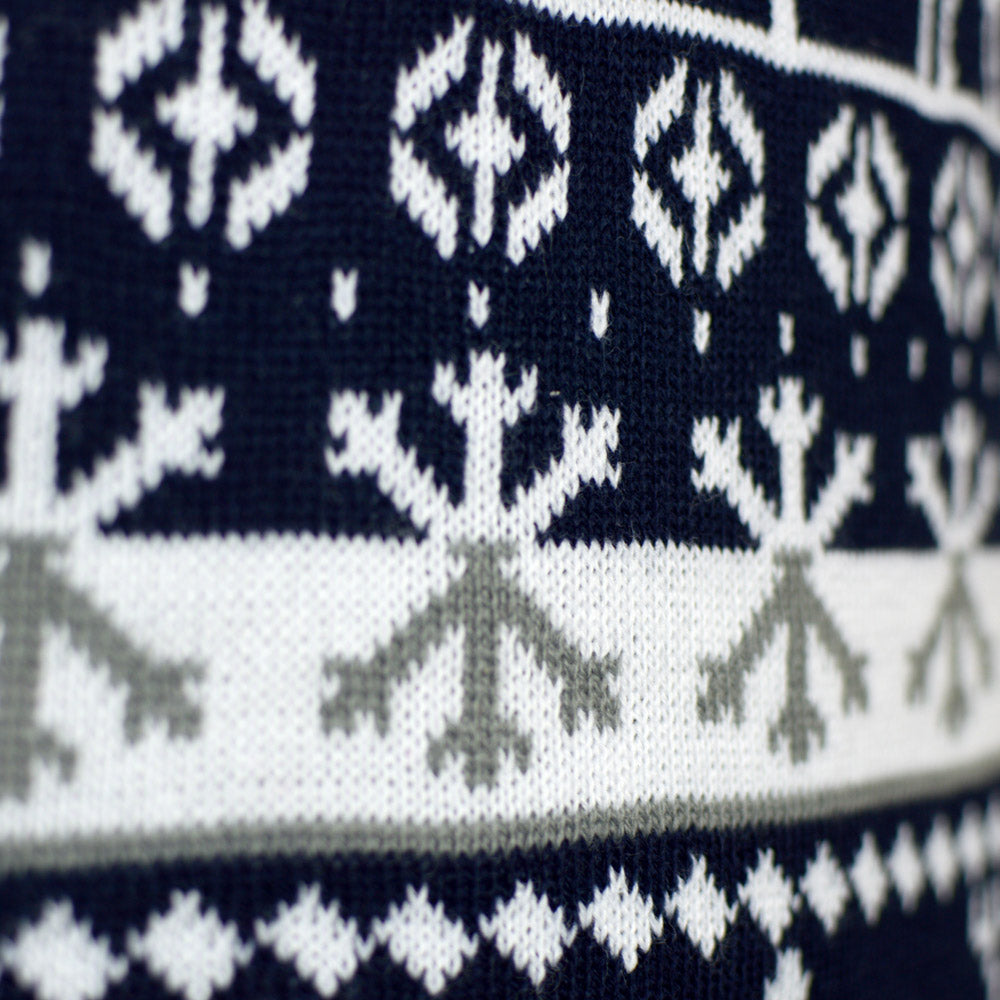 Family Ugly Christmas Sweater with Reindeers and Trees Strips Detail
