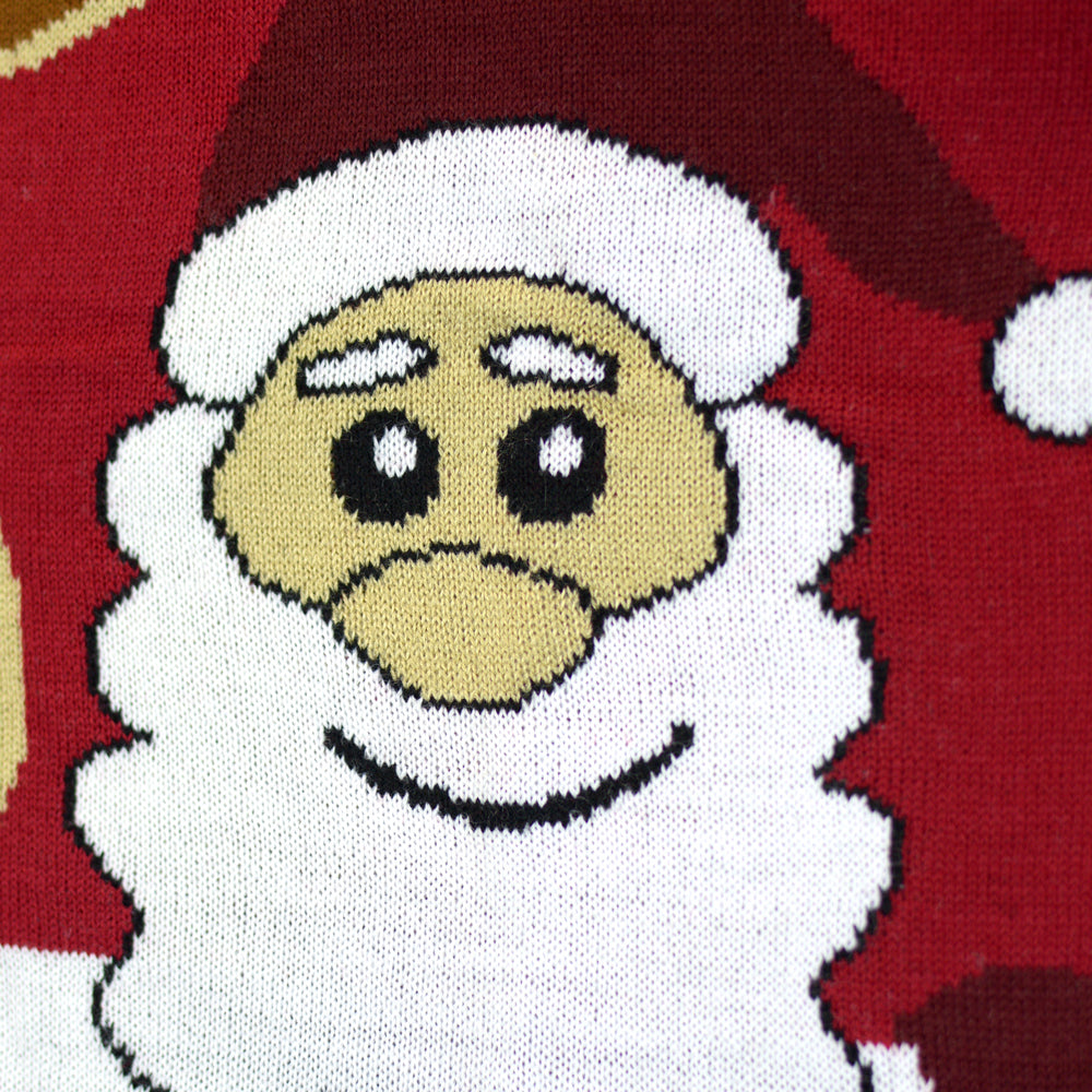 Family Ugly Christmas Sweater with Santa and Rudolph Smiling detail 1