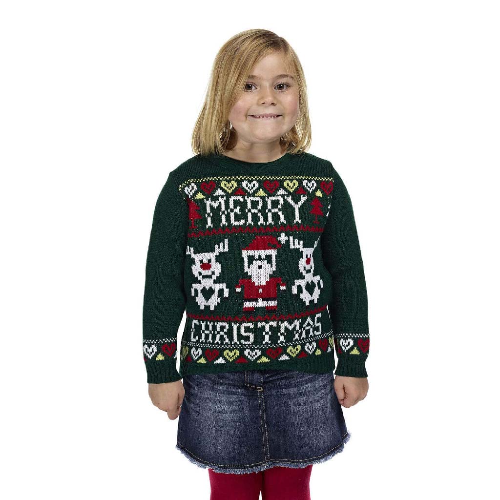 Green Girls Merry Ugly Christmas Sweater
