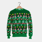 Green Organic Cotton Ugly Christmas Sweater with Trees and Snowmens