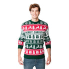 Mens Green, Red and White Strips Ugly Christmas Sweater