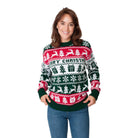 Womens Green, Red and White Strips Ugly Christmas Sweater