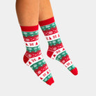 Green, Red and White Unisex Ugly Christmas Socks womens and mens