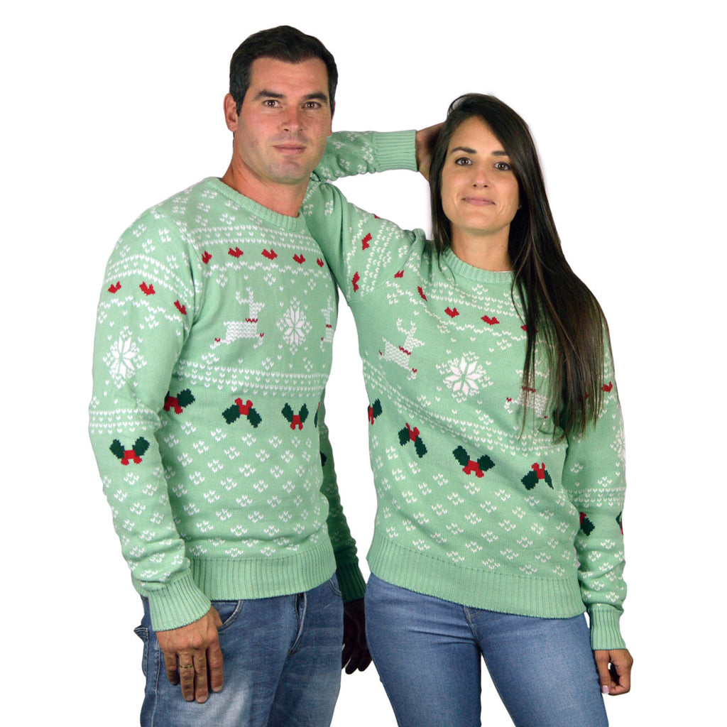 Green Sweet Family Ugly Christmas Sweater couple