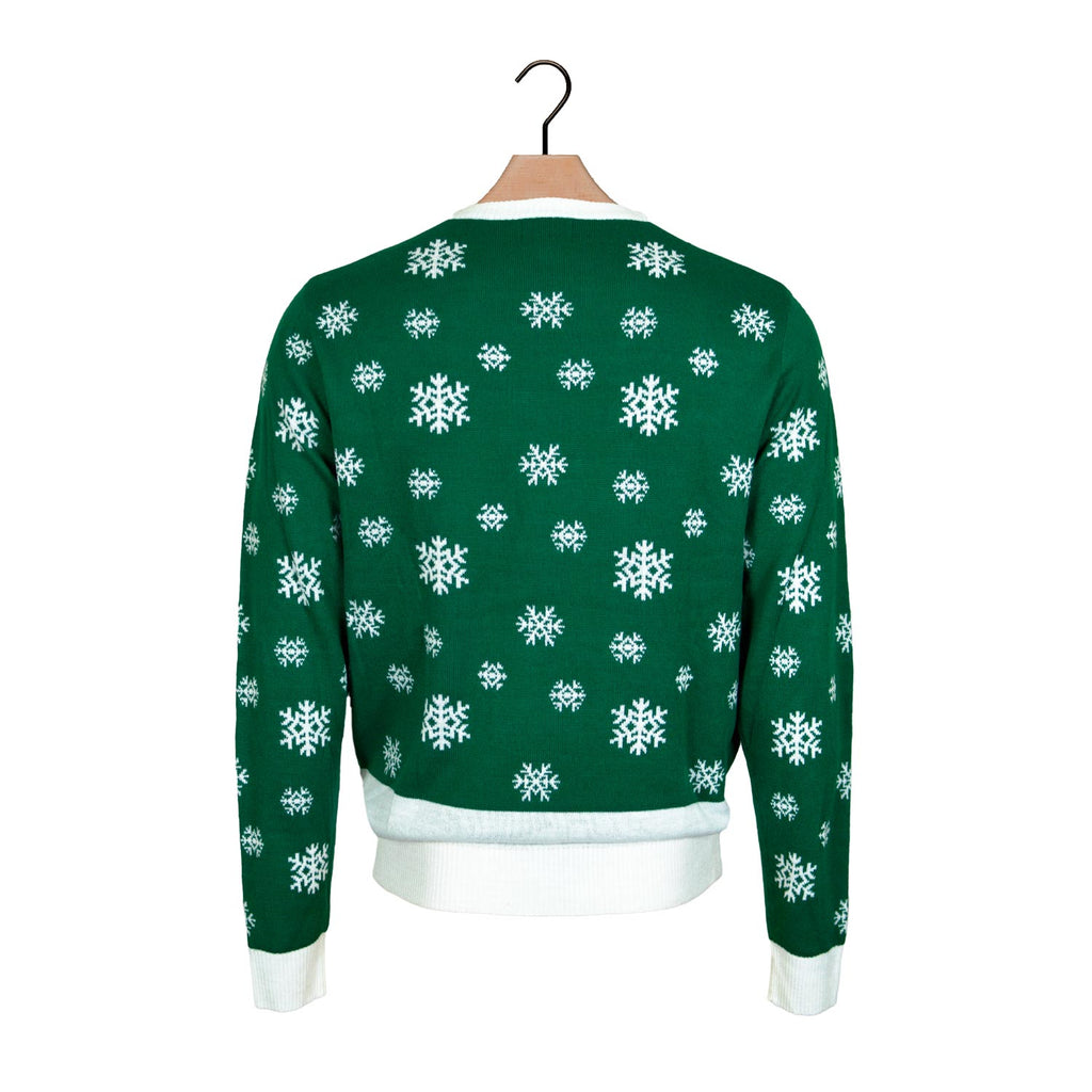 Green Ugly Christmas Sweater Holly Jolly with Sequins back