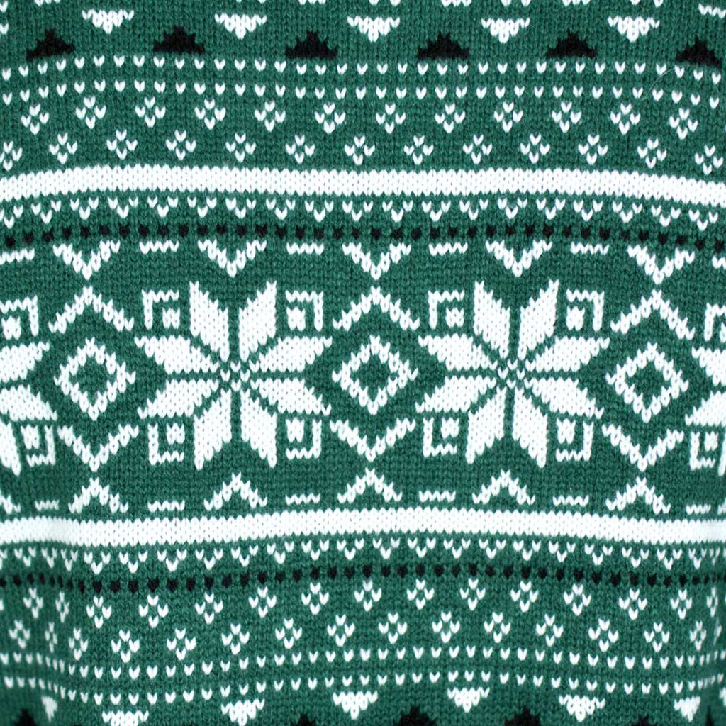 Classy Green and White  Ugly Christmas Sweater  detail