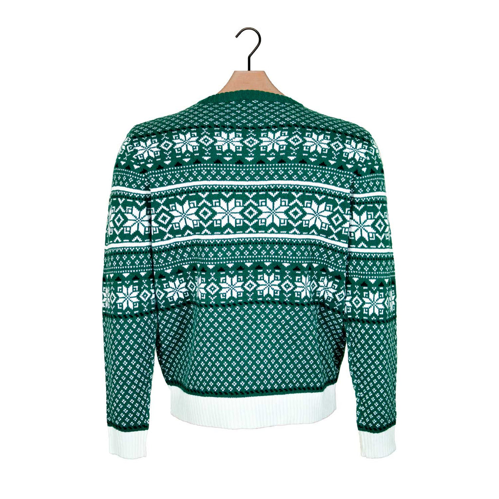 Classy Green and White Ugly Christmas Sweater back