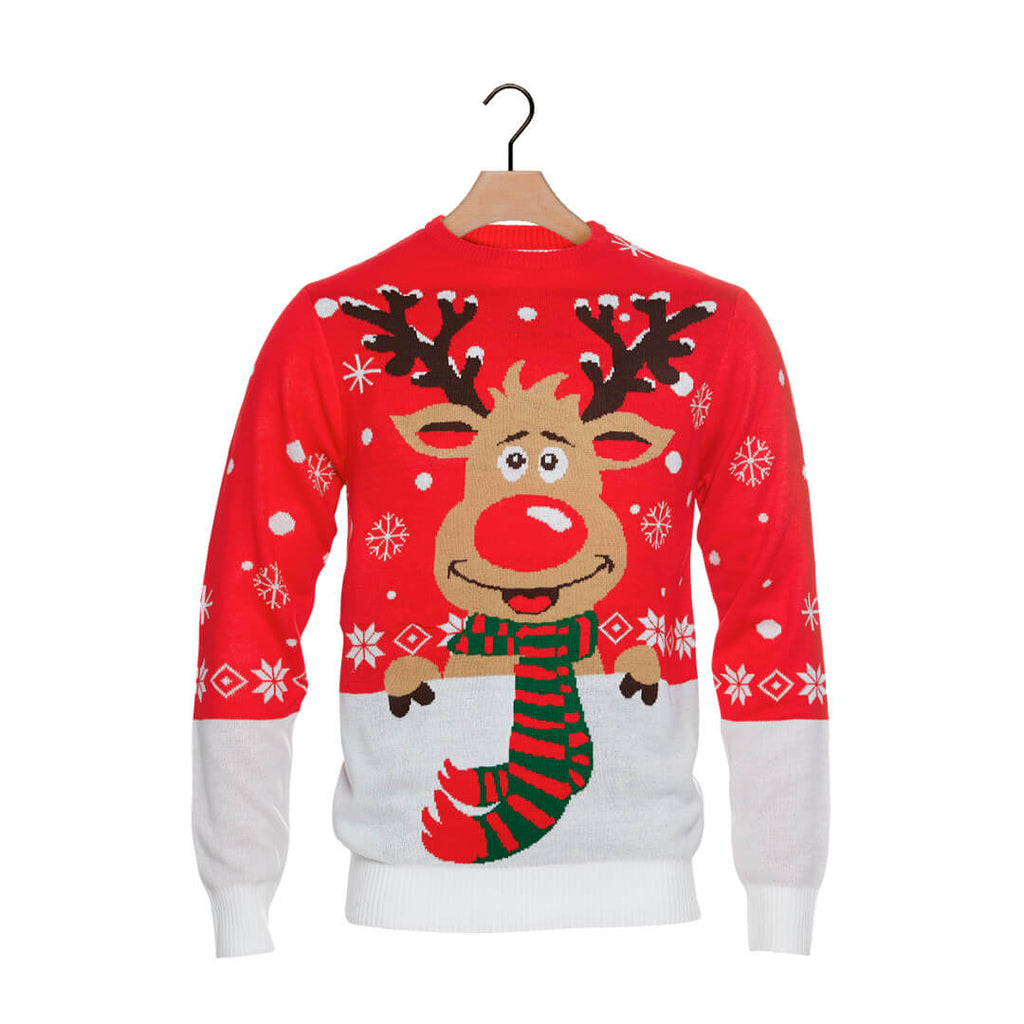 Boys and Girls Ugly Christmas Sweater with Reindeer with Scarf