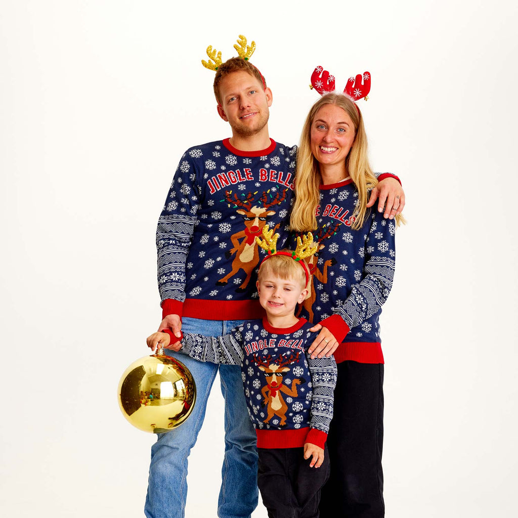 LED light-up Boys and Girls Ugly Christmas Sweater Jingle Bells Family