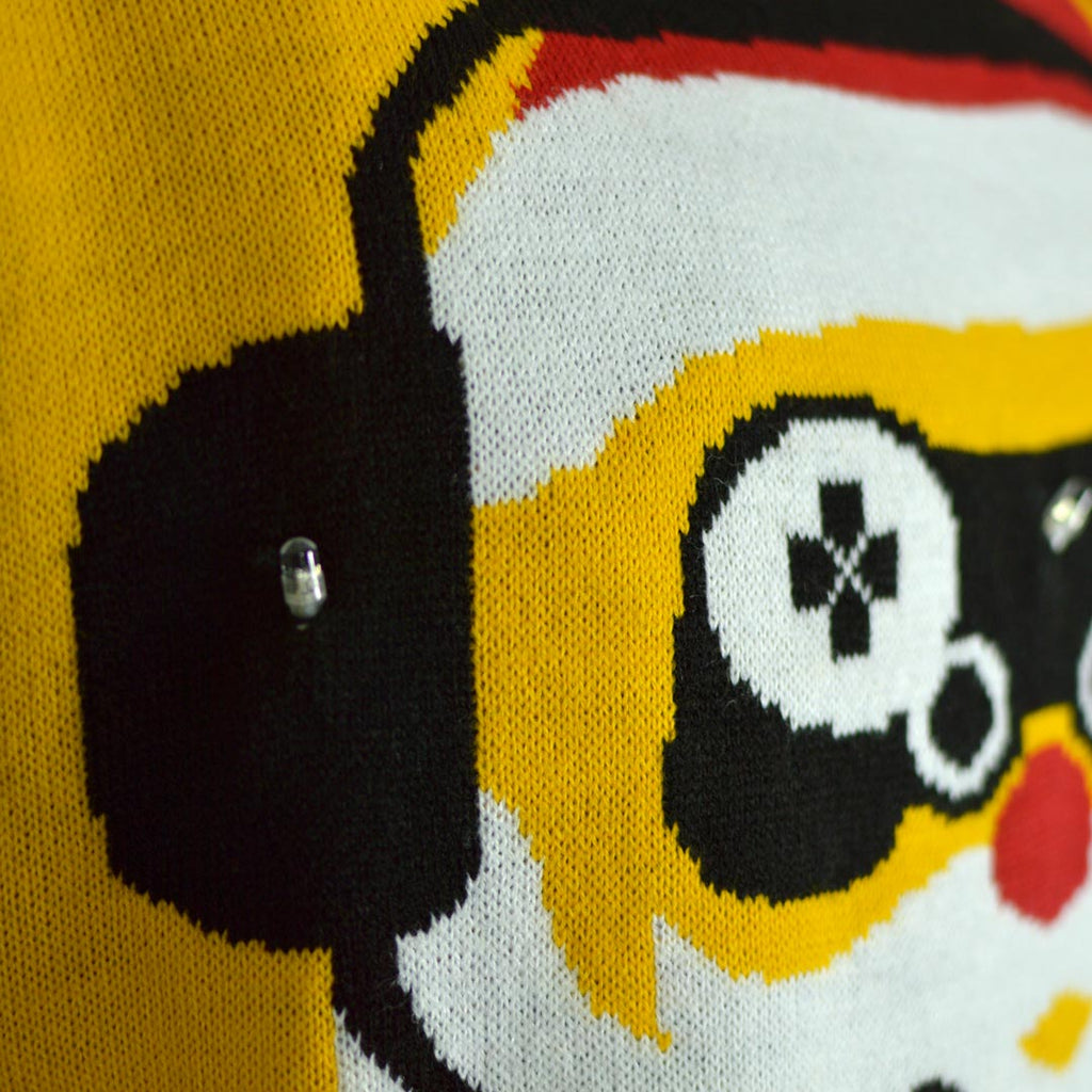 LED light-up Boys and Girls Ugly Christmas Sweater Santa Gamer Detail 2