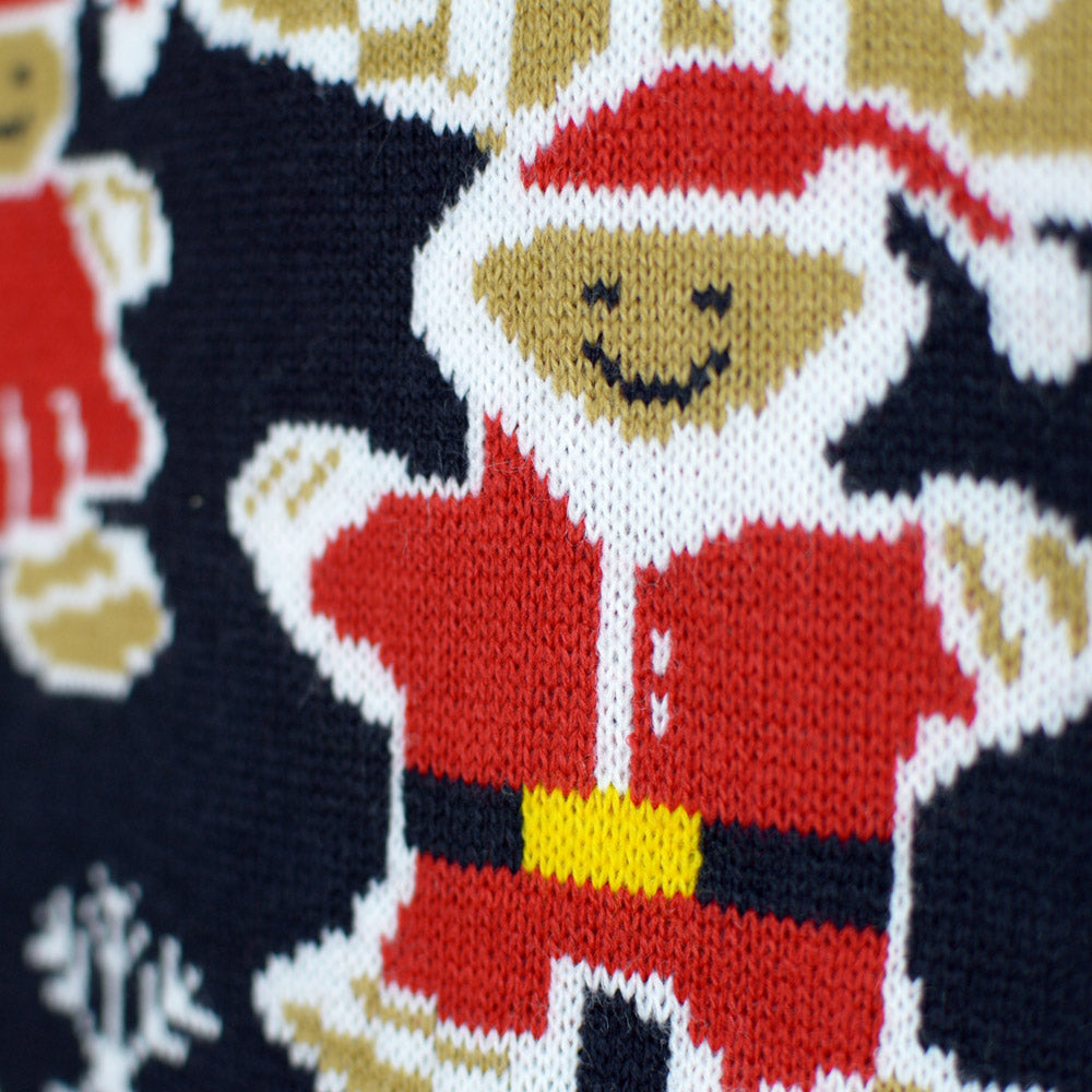 LED light-up Family Ugly Christmas Sweater with Gingerbread House Detail 2