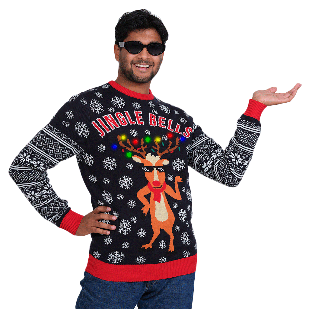 LED light-up Family Ugly Christmas Sweater Jingle Bells 2021 Mens