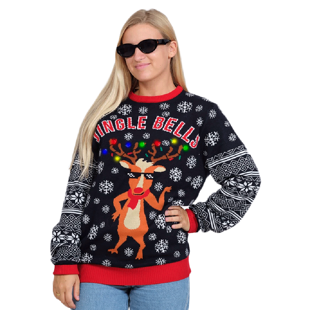 LED light-up Family Ugly Christmas Sweater Jingle Bells 2021 Womens