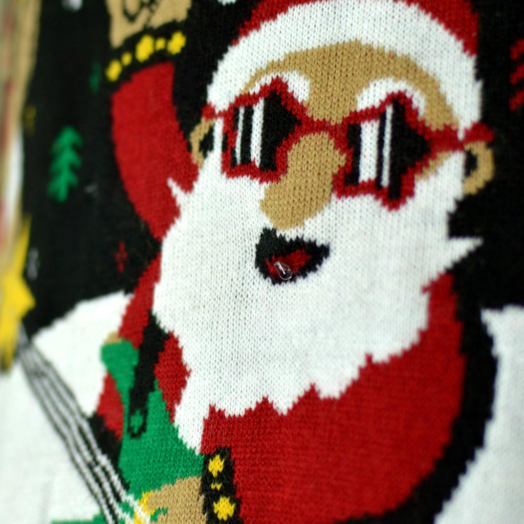 LED light-up Ugly Christmas Sweater Santa Rocker detail 1